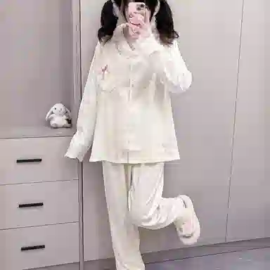 静英鸾 长袖长裤翻领卡通小狗甜美风休闲舒适家居服睡衣套装 女款