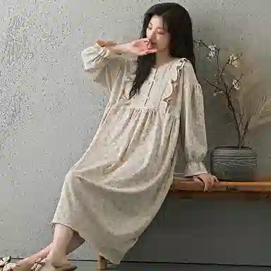 静英鸾 带胸垫甜美可爱简约时尚柔软舒适家居服睡裙 女款