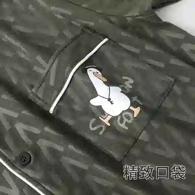 静英鸾 翻领休闲简约时尚卡通鸭子亲肤舒适可外穿家居服睡衣套装 男款