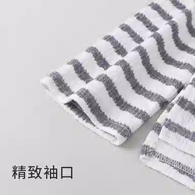静英鸾 简约灰白条纹休闲舒适时尚可外穿家居服睡衣套装 女款