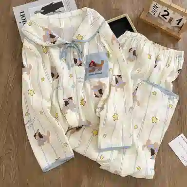静英鸾 舒适简约休闲轻便透气可外穿开衫家居服睡衣套装 女款