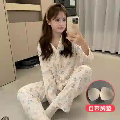静英鸾 翻领卡通小狗甜美风休闲舒适家居服睡衣礼盒 女款