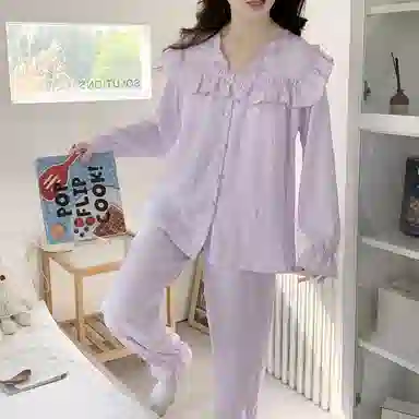 静英鸾 简约紫甜美休闲时尚亲肤柔软舒适可外穿家居服睡衣套装 女款