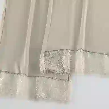静英鸾 棉质长袖长裤圆领套头纯色蕾丝花边休闲两件套家居服春秋季睡衣套装 女款