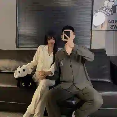 静英鸾 翻领卡通甜美风休闲舒适家居服睡衣套装 男女同款