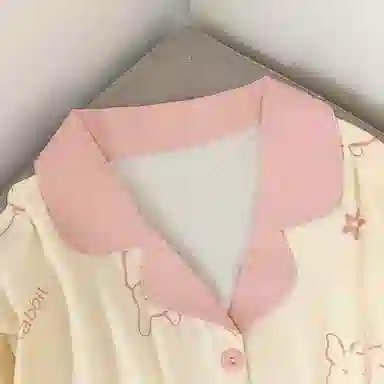 静英鸾 翻领开衫卡通兔子可爱长袖长裤休闲家居服秋冬季睡衣套装 女款