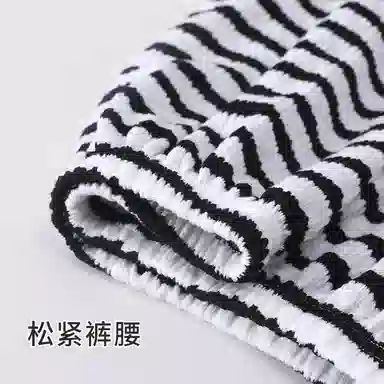 静英鸾 简约黑白条纹休闲时尚卡通可爱柔软舒适可外穿家居服睡衣套装 女款