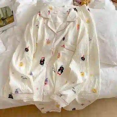 静英鸾 可爱企鹅慵懒甜美风休闲舒适家居服睡衣套装 女款