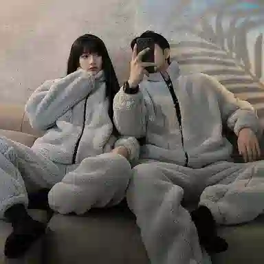 静英鸾 舒适简约加绒加厚保暖可外穿立领设计家居服睡衣套装 男款