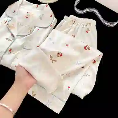 静英鸾 家居女舒适简约休闲风短袖三件套服睡衣套装 女款
