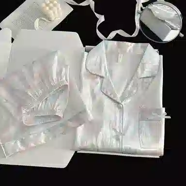 静英鸾 夏季女简约休闲舒适亲肤短袖短裤开衫翻领可外穿家居服睡衣礼盒 女款