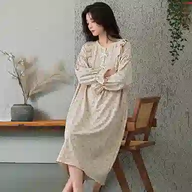 静英鸾 带胸垫甜美可爱简约时尚柔软舒适家居服睡裙 女款