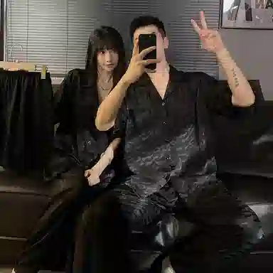 静英鸾 夏季薄款纯色简约风休闲舒适家居服睡衣礼盒 男女同款