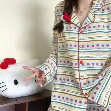 静英鸾 翻领舒适透气长袖长裤轻便家居服睡衣套装 女款