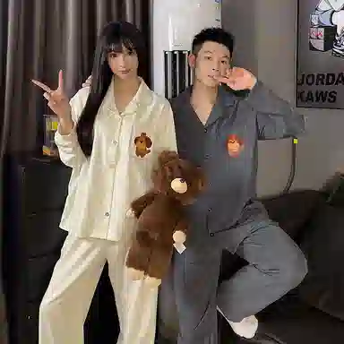 静英鸾  翻领卡通小狗甜美风休闲舒适家居服睡衣礼盒 男女同款