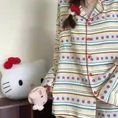 静英鸾 翻领舒适透气长袖长裤轻便家居服睡衣套装 女款