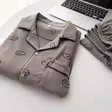 静英鸾 长袖长裤翻领简约休闲舒适家居服睡衣套装 男款