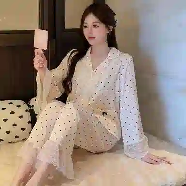 静英鸾 翻领舒适透气高级感长袖家居服睡衣套装 女款