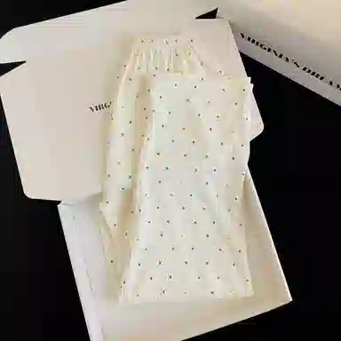 静英鸾 秋冬季圆领彩虹波点甜美风休闲舒适家居服睡衣套装 女款