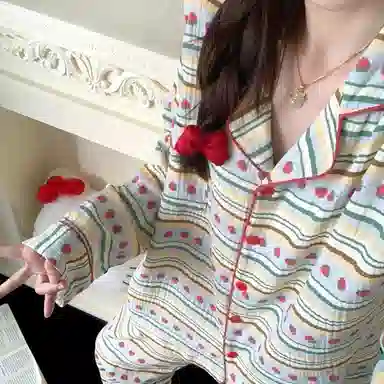 静英鸾 翻领舒适透气长袖长裤轻便家居服睡衣套装 女款