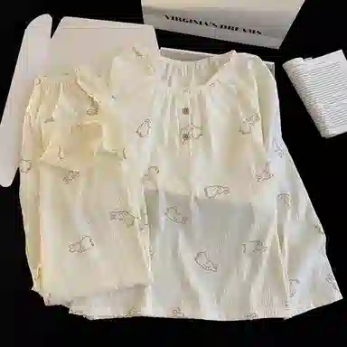 静英鸾 秋冬季圆领呆呆小兔甜美风休闲舒适家居服睡衣套装 女款