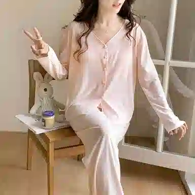 静英鸾 带胸垫简约休闲甜美时尚蝴蝶印花可外穿家居服睡衣套装 女款
