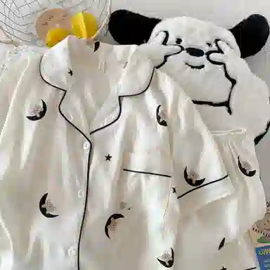 静英鸾 舒适简约宽松亲肤短袖短裤翻领家居服睡衣套装 女款