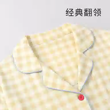 静英鸾 休闲时尚翻领简约格子卡通番茄亲肤舒适可外穿家居服睡衣套装 女款