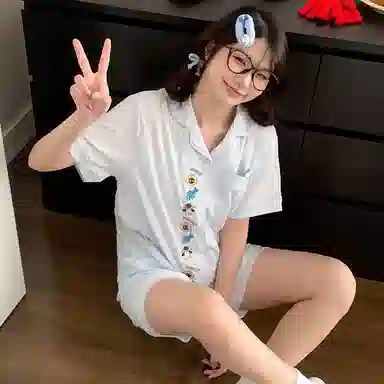 静英鸾 可外穿短袖三件套舒适休闲风家居服睡衣套装 女款