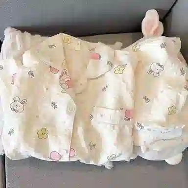 静英鸾 可爱小兔子图案简约透气舒适可外穿家居服睡衣套装 女款