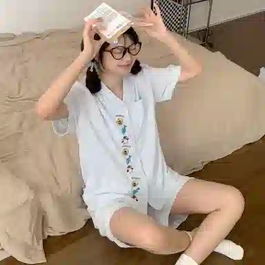 静英鸾 可外穿短袖三件套舒适休闲风家居服睡衣套装 女款