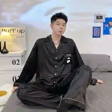 静英鸾 舒适简约设计长袖长裤翻领可外穿家居服睡衣礼盒 男款