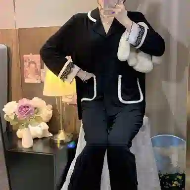 静英鸾 舒适简约优雅高级感长袖翻领家居服睡衣套装 女款