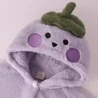 静英鸾 珊瑚绒保暖加绒加厚茄子可爱甜美连帽开衫长袖长裤休闲家居服睡衣套装 女款