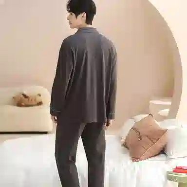 静英鸾 家居男透气舒适条纹长袖长裤服睡衣套装 男款