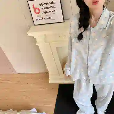 静英鸾 云朵棉长袖长裤翻领开衫可爱卡通大白鹅家居服秋冬季睡衣套装 女款