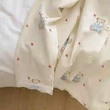 静英鸾 翻领卡通小熊蝴蝶结满印甜美风休闲舒适家居服睡衣套装 女款