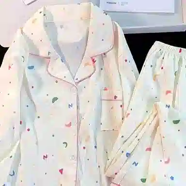 静英鸾  甜美款翻领设计简约舒适亲肤透气可外穿家居服睡衣套装 女款