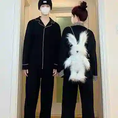 静英鸾 简约设计舒适休闲风长袖开衫翻领家居服睡衣礼盒 男款