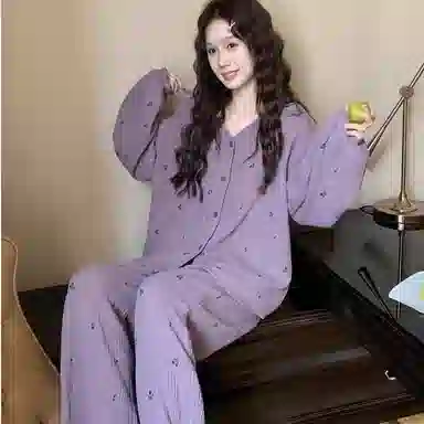 静英鸾 长袖长裤舒适简约宽松轻盈可外穿家居服睡衣套装 女款