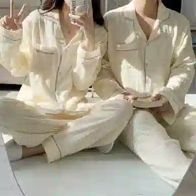 静英鸾  秋季翻领格子时尚简约风休闲舒适家居服睡衣礼盒 男女同款