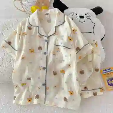 静英鸾 夏季薄款卡通甜美风休闲舒适家居服睡衣套装 女款