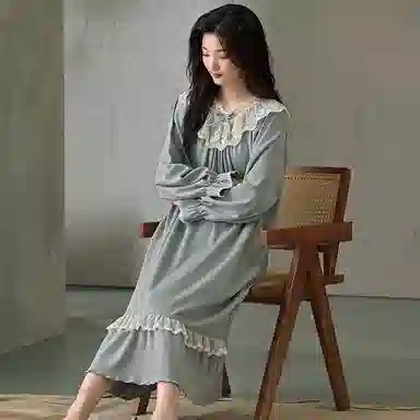 静英鸾 带胸垫甜美可爱简约时尚柔软舒适小清新家居服睡裙 女款