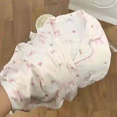 静英鸾 家居女休闲简约卡通小熊图案服睡衣套装 女款