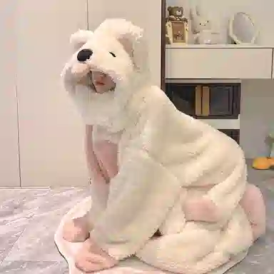 静英鸾 珊瑚绒保暖加绒加厚卡通甜美小熊长袖连帽休闲家居服睡袍 女款