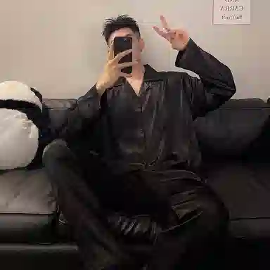 静英鸾 舒适简约休闲风长袖开衫家居服睡衣礼盒 男款