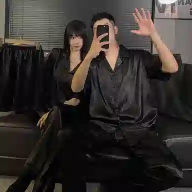 静英鸾 三件套翻领纯色简约风休闲舒适家居服睡衣套装 男女同款