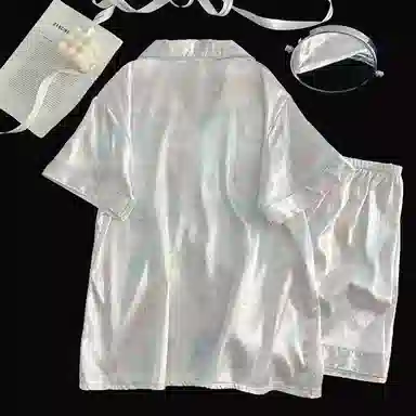 静英鸾 夏季女简约休闲舒适亲肤短袖短裤开衫翻领可外穿家居服睡衣礼盒 女款