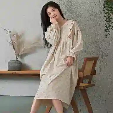 静英鸾 带胸垫甜美可爱简约时尚柔软舒适家居服睡裙 女款