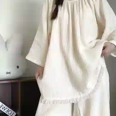 静英鸾 时尚简约风休闲舒适纯色圆领家居服秋季睡衣套装 女款